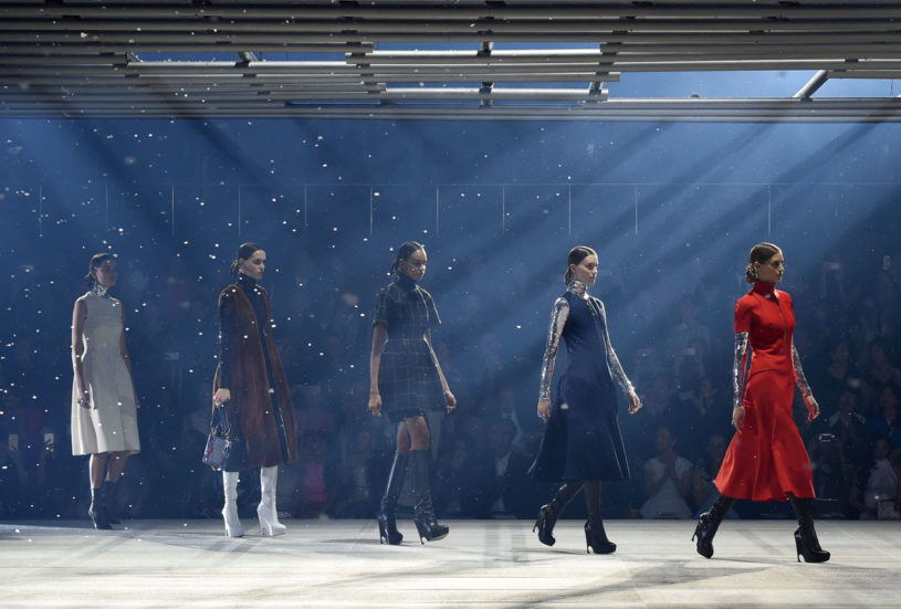 TOPSHOTS Models display creations during the fall 2015 fashion show by French fashion brand Dior in Tokyo on December 11, 2014.     AFP PHOTO / Toru YAMANAKATORU YAMANAKA/AFP/Getty Images ORG XMIT: